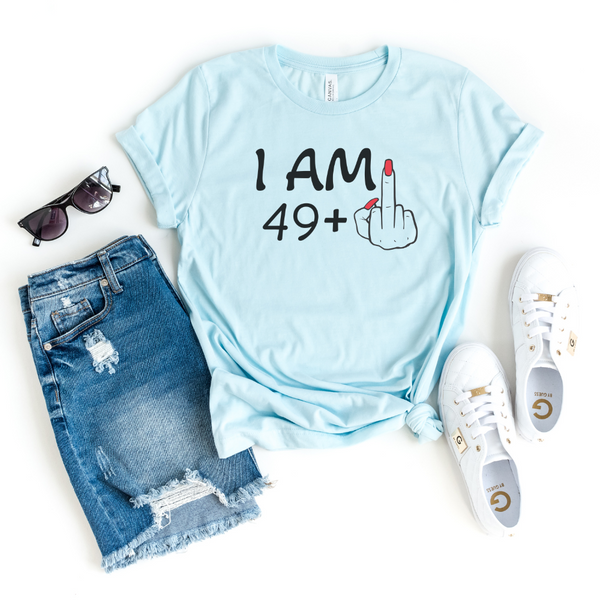 T-Shirt-I'M 49 + 1 - Custom Birthday T-Shirt (ANY AGE)-S-Heather Ice Blue-Jack N Roy