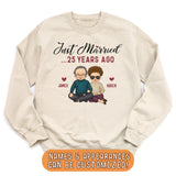 Sweatshirt-Just Married... Years Ago - Personalized Unisex Sweatshirt for Couples | Funny Couple Sweatshirt-JackNRoy