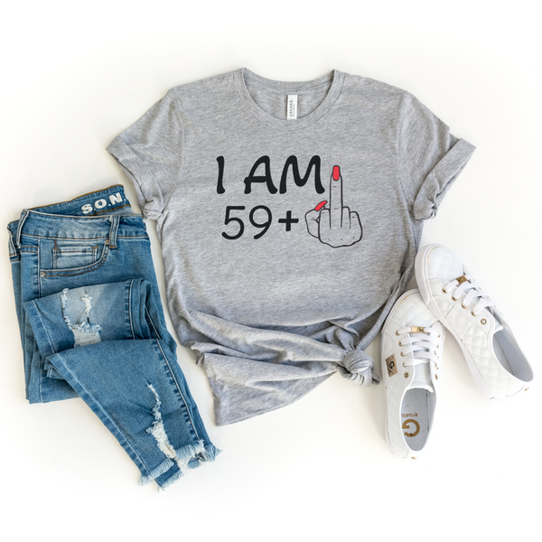 T-Shirt-I'M 59 + 1 - Custom Birthday T-Shirt (ANY AGE)-S-Athletic Heather-Jack N Roy