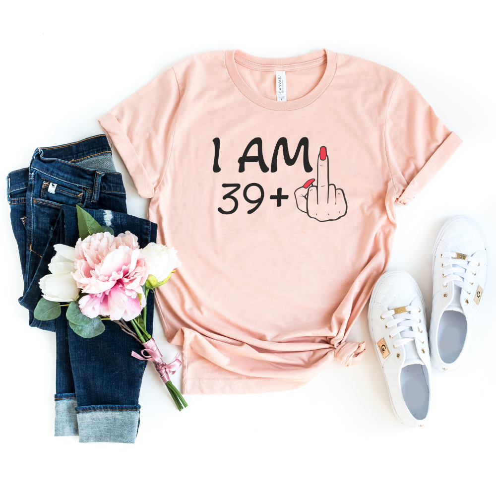 T-Shirt-I'm 39 + 1 - Custom Birthday T-Shirt (ANY AGE)-S-Heather Peach-Jack N Roy