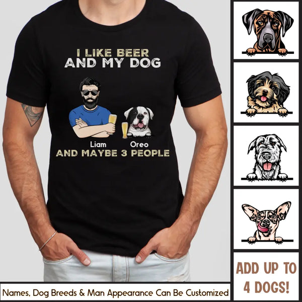 T-Shirt-I Like My Beer And My Dog - Personalized Unisex T-Shirt for Men | Dog Dad Shirt | Dog Lover Gift-JackNRoy