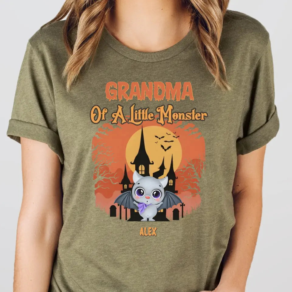 T-Shirt-Little Monsters - Personalized T-Shrit | Halloween Gift | Grandma Gift-Unisex T-Shirt-Heather Olive-JackNRoy