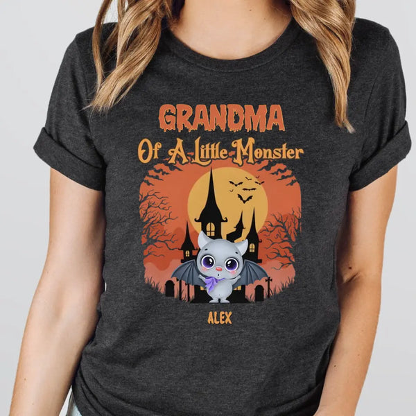 T-Shirt-Little Monsters - Personalized T-Shrit | Halloween Gift | Grandma Gift-Unisex T-Shirt-Dark Grey Heather-JackNRoy