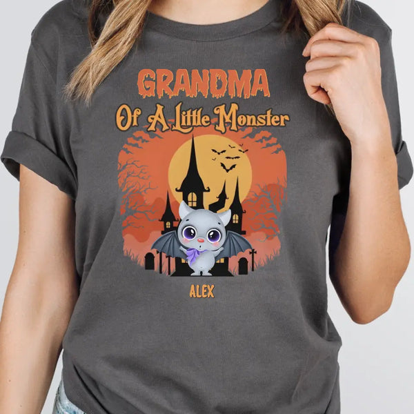 T-Shirt-Little Monsters - Personalized T-Shrit | Halloween Gift | Grandma Gift-Unisex T-Shirt-Asphalt-JackNRoy