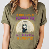 T-Shirt-Nothing Scares Me - Personalized T-Shirt | Halloween Gift-Unisex T-Shirt-Heather Olive-JackNRoy