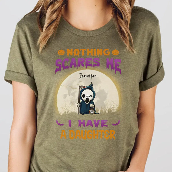 T-Shirt-Nothing Scares Me - Personalized T-Shirt | Halloween Gift-Unisex T-Shirt-Heather Olive-JackNRoy