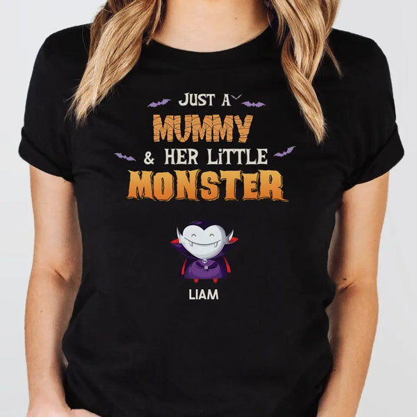 T-Shirt-Mummy & Monsters - Personalized T-Shirts | Halloween Gift-Unisex T-Shirt-Black-JackNRoy