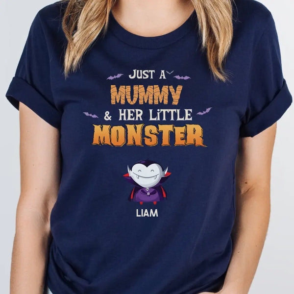 T-Shirt-Mummy & Monsters - Personalized T-Shirts | Halloween Gift-Unisex T-Shirt-Navy-JackNRoy