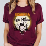 T-Shirt-Grandma & Little Monsters - Personalized T-Shirt | Halloween Gift-Unisex T-Shirt-Maroon-JackNRoy