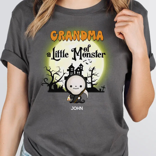 T-Shirt-Grandma & Little Monsters - Personalized T-Shirt | Halloween Gift-Unisex T-Shirt-Asphalt-JackNRoy