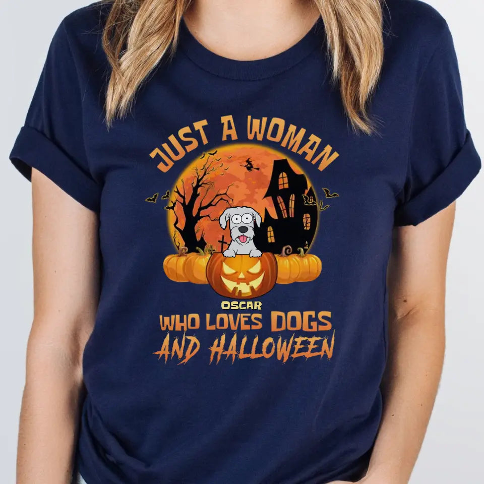 Shirts & Tops-Woman & Dogs - Personalized T-Shirt | Halloween Gift-Unisex T-Shirt-Navy-JackNRoy