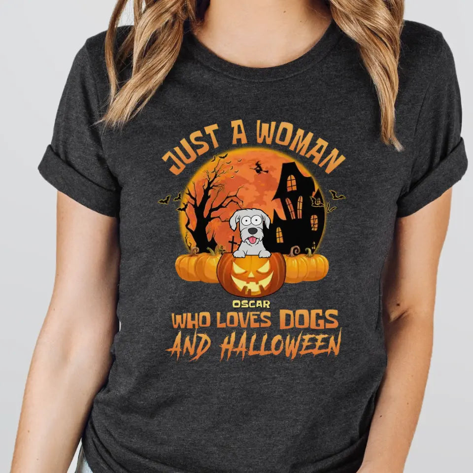 T-Shirt-Woman & Dogs - Personalized T-Shirt | Halloween Gift-Unisex T-Shirt-Dark Grey Heather-JackNRoy