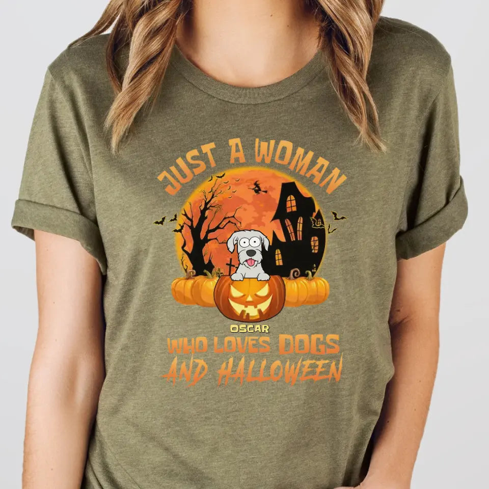 T-Shirt-Woman & Dogs - Personalized T-Shirt | Halloween Gift-Unisex T-Shirt-Heather Olive-JackNRoy