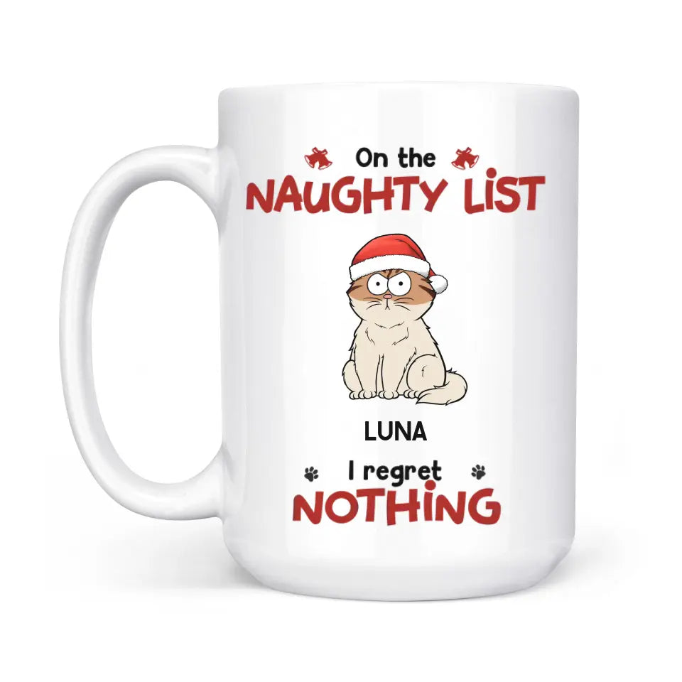 Mug-On The Naughty List - Personalized Pet Mug for Cat Lovers | (11oz/15oz)-White Mug-White-JackNRoy