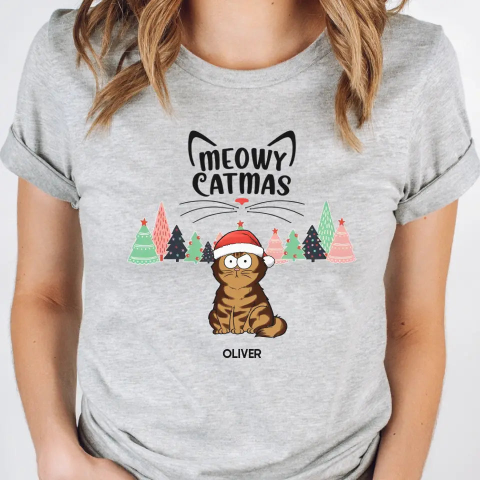 T-Shirt-Meowy Catmas! Personalized Unisex T-Shirt for Cat Lovers | Christmas T-Shirt-Unisex T-Shirt-Athletic Heather-JackNRoy