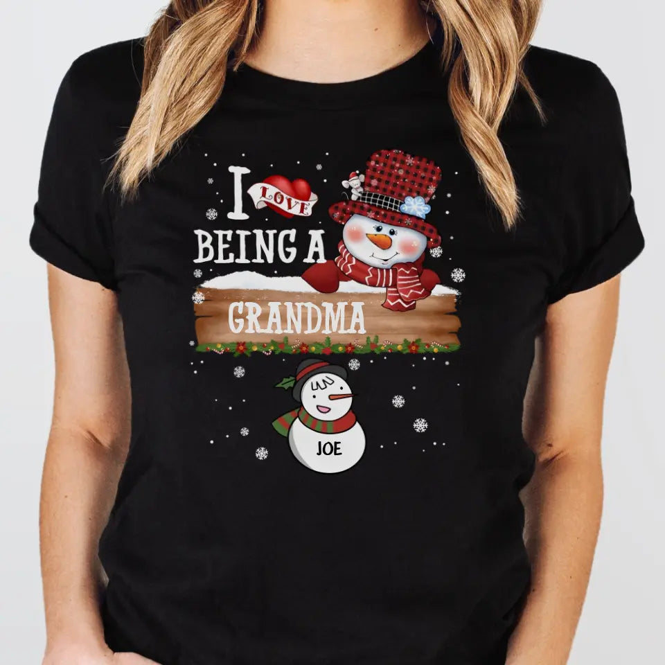 Shirts & Tops-I Love Being a Grandma | Personalized Unisex Sweatshirt | Christmas Sweatshirt-Unisex T-Shirt-Black-JackNRoy