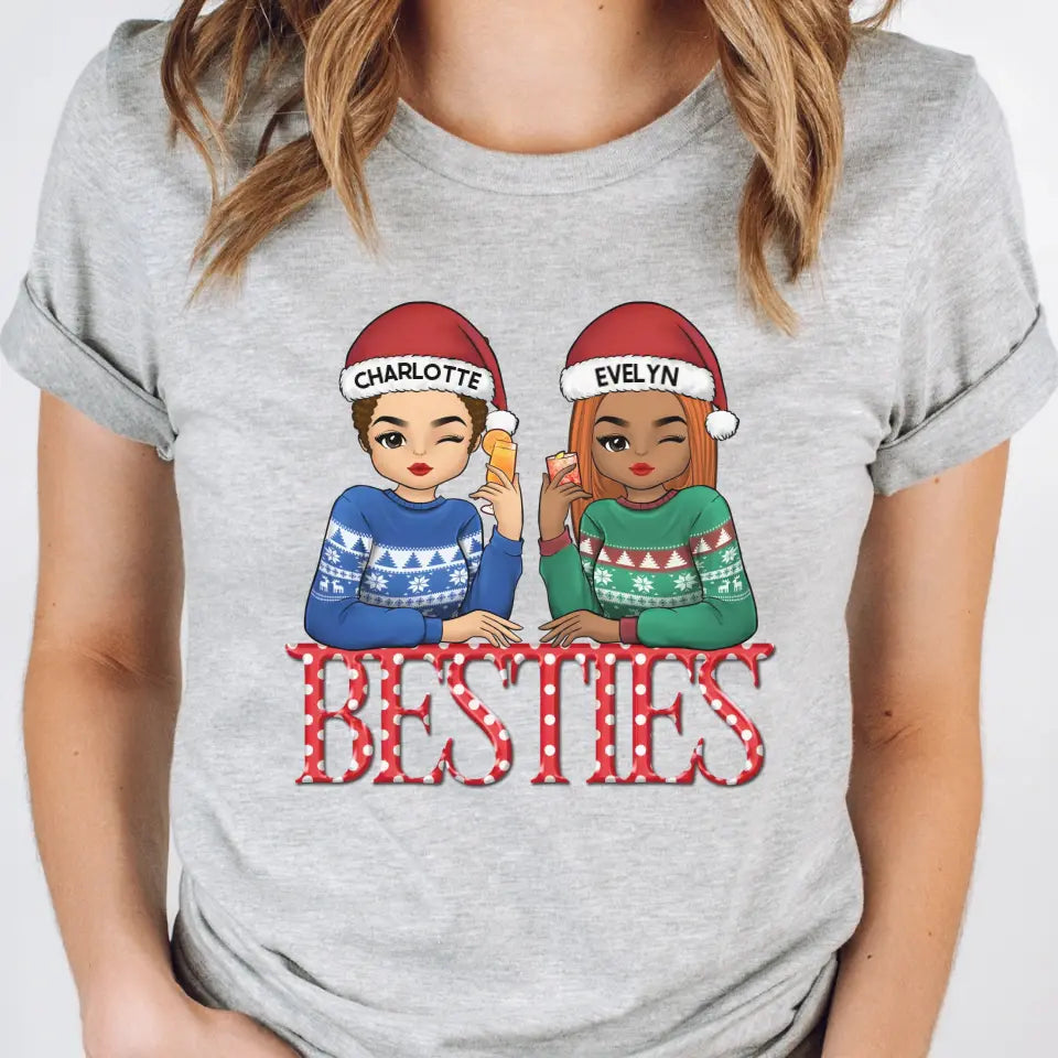 T-Shirt-Besties | Personalized Unisex T-Shirt for Besties | Christmas T-Shirt-Unisex T-Shirt-Athletic Heather-JackNRoy