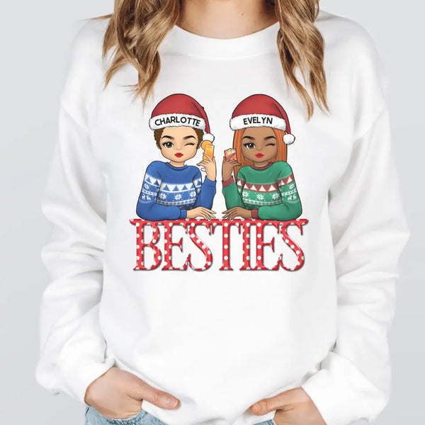 T-Shirt-Besties | Personalized Unisex T-Shirt for Besties | Christmas T-Shirt-Unisex Sweatshirt-White-JackNRoy