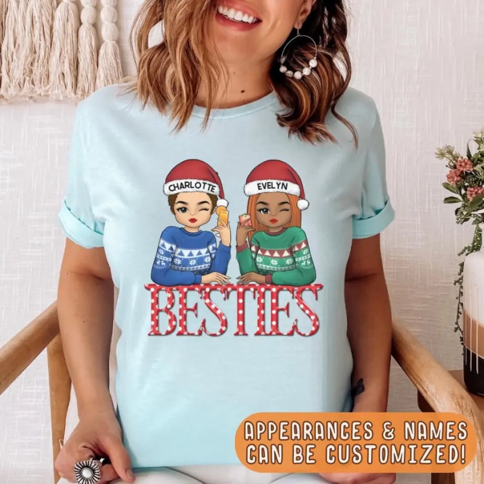 T-Shirt-Besties | Personalized Unisex T-Shirt for Besties | Christmas T-Shirt-JackNRoy