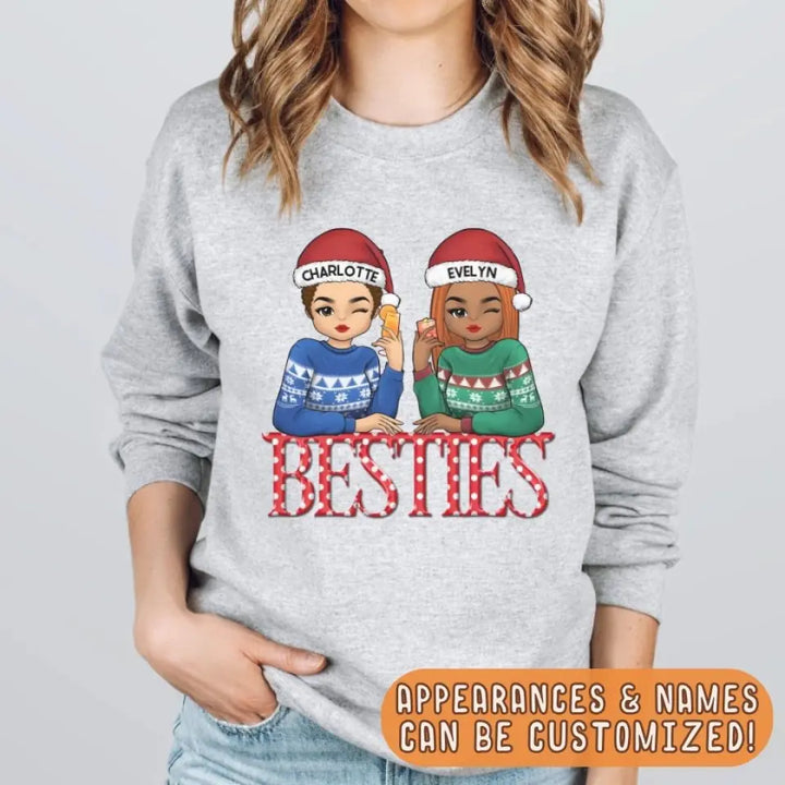 Shirts & Tops-Besties | Personalized Unisex Sweatshirt for Besties | Christmas Sweatshirt-JackNRoy