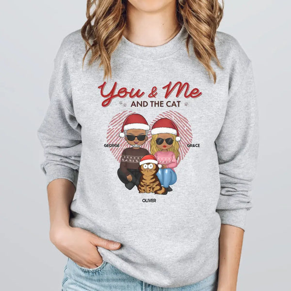 Shirts & Tops-You, Me & The Cats | Personalized Unisex T-Shirt for Couples | Cat Lover T-Shirt-Unisex Sweatshirt-Sport Grey-JackNRoy