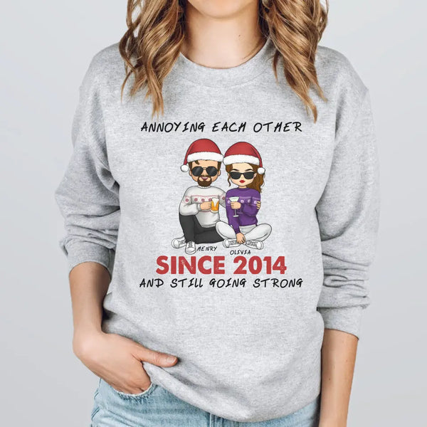 Sweatshirt-Annoying Each Other | Personalized Unisex Sweatshirt for Couples-Unisex Sweatshirt-Sport Grey-JackNRoy