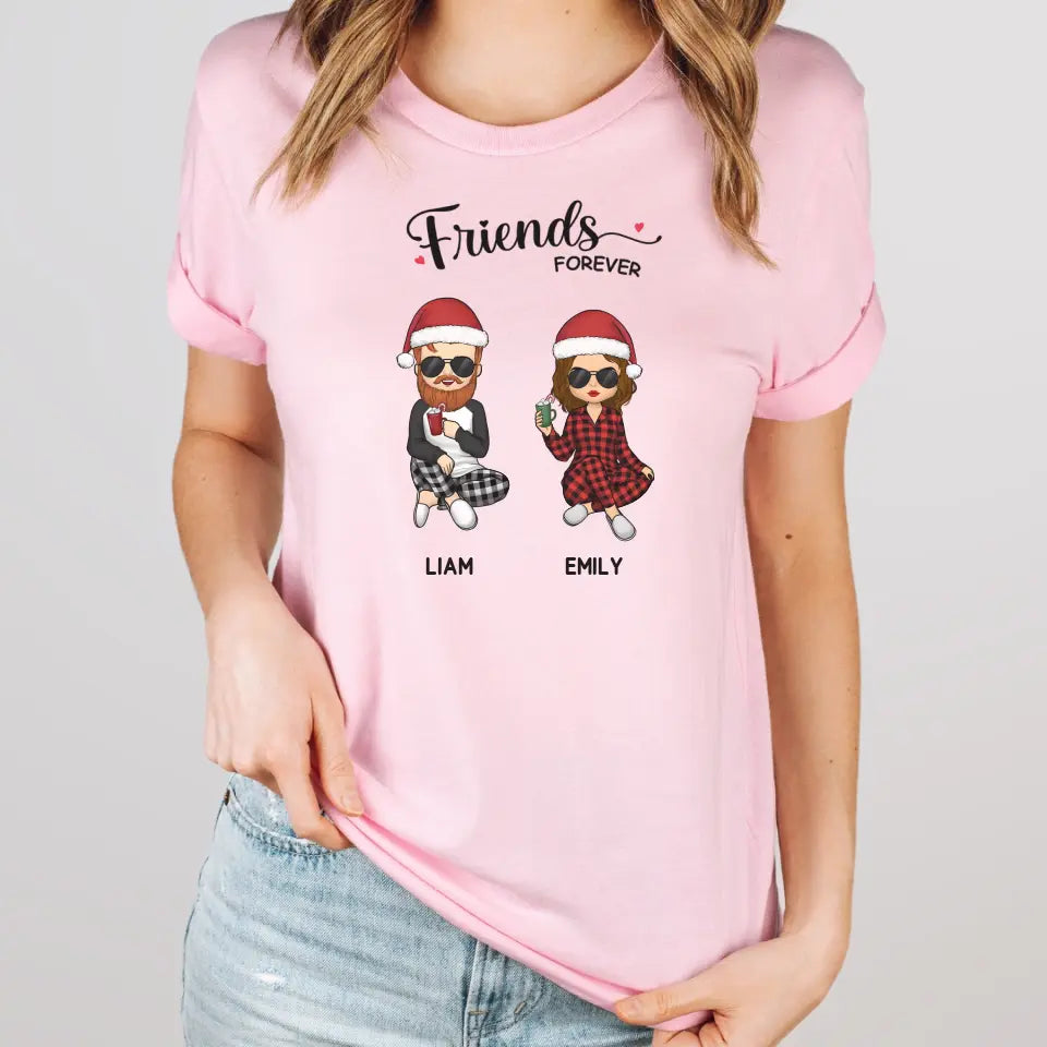 Sweatshirt-Friends Forever | Personalized Unisex Sweatshirt for Best Friends-Unisex T-Shirt-Pink-JackNRoy