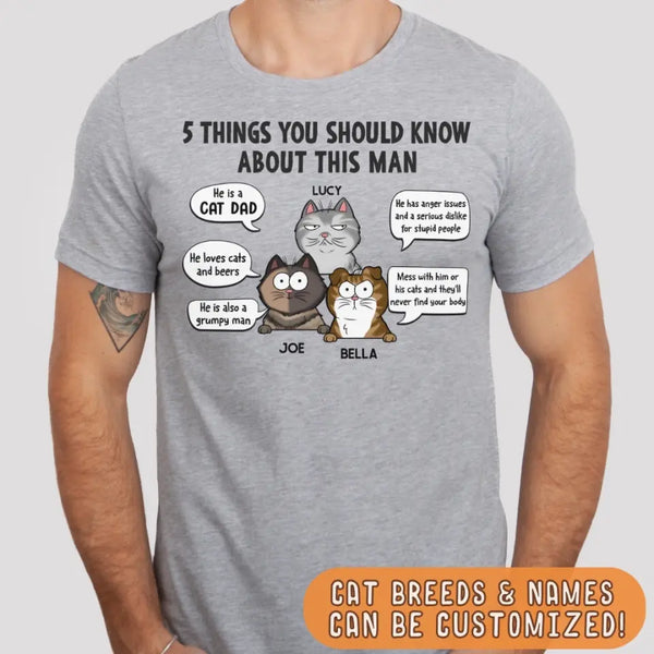 T-Shirt-5 Things You Should Know - Personalized Unisex T-Shirt for Cat Dads | Gift for Cat Dads | Pet Lover T-Shirt-JackNRoy