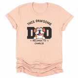 T-Shirt-Pawsome Dad Belongs To - Personalized Unisex T-Shirt for Dog Dads | Dog Dad Gift | Pet Lover T-Shirt-Unisex T-Shirt-Heather Peach-JackNRoy