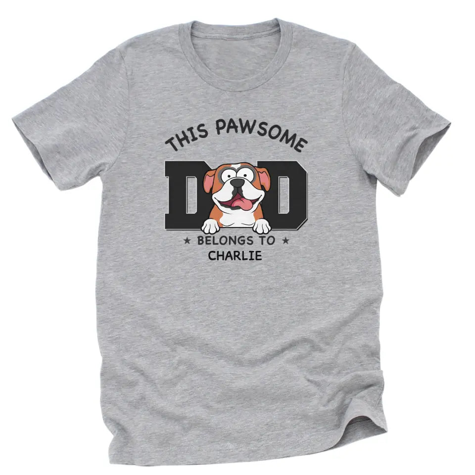 T-Shirt-Pawsome Dad Belongs To - Personalized Unisex T-Shirt for Dog Dads | Dog Dad Gift | Pet Lover T-Shirt-Unisex T-Shirt-Athletic Heather-JackNRoy