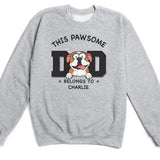 T-Shirt-Pawsome Dad Belongs To - Personalized Unisex T-Shirt for Dog Dads | Dog Dad Gift | Pet Lover T-Shirt-Unisex Sweatshirt-Sport Grey-JackNRoy