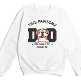 T-Shirt-Pawsome Dad Belongs To - Personalized Unisex T-Shirt for Dog Dads | Dog Dad Gift | Pet Lover T-Shirt-Unisex Sweatshirt-White-JackNRoy