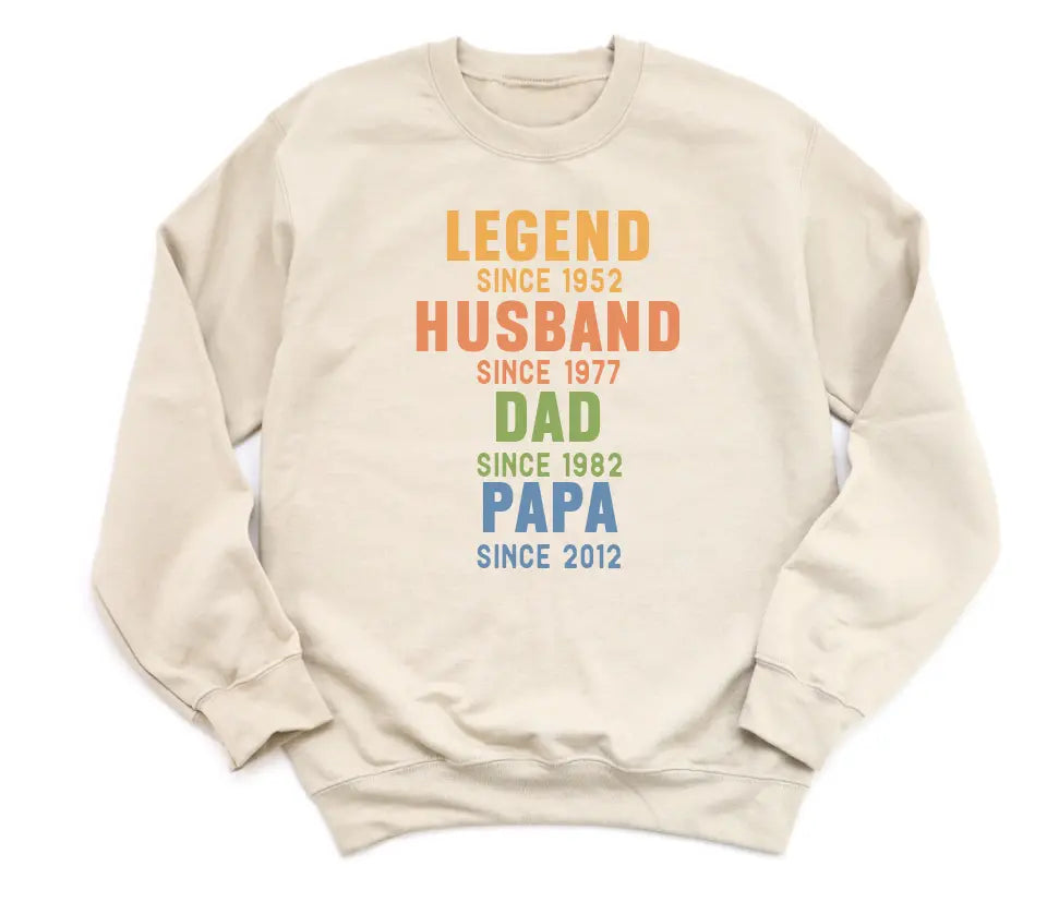 T-Shirt-Legend - Husband - Dad - Personalized T-Shirt For Men | Dad Gift | Gift For Him-Unisex Sweatshirt-Sand-JackNRoy