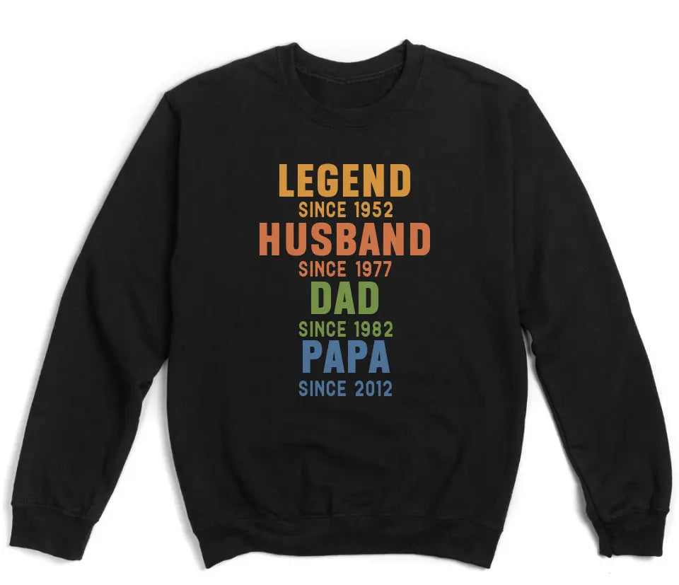 T-Shirt-Legend - Husband - Dad - Personalized T-Shirt For Men | Dad Gift | Gift For Him-Unisex Sweatshirt-Black-JackNRoy