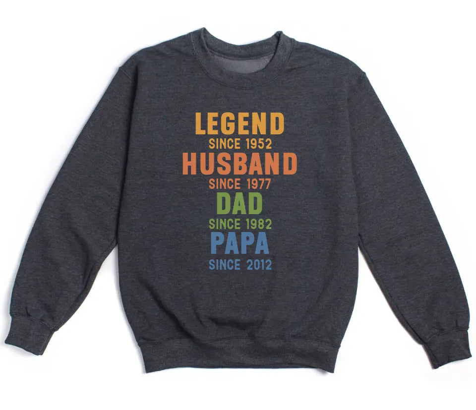 T-Shirt-Legend - Husband - Dad - Personalized T-Shirt For Men | Dad Gift | Gift For Him-Unisex Sweatshirt-Dark Heather-JackNRoy