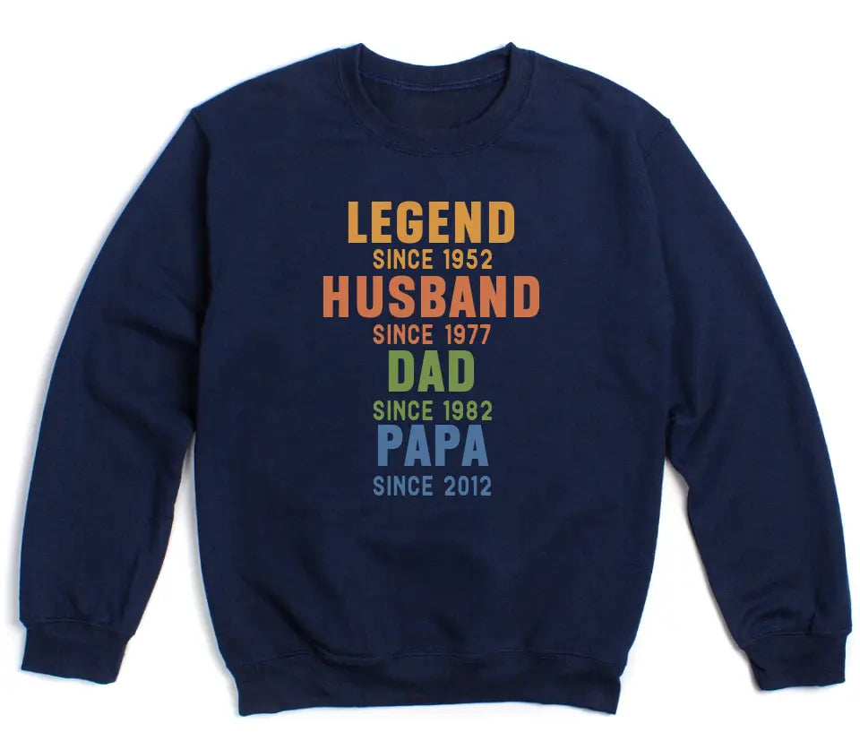 T-Shirt-Legend - Husband - Dad - Personalized T-Shirt For Men | Dad Gift | Gift For Him-Unisex Sweatshirt-Navy-JackNRoy