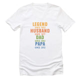 T-Shirt-Legend - Husband - Dad - Personalized T-Shirt For Men | Dad Gift | Gift For Him-Unisex V-Neck-White-JackNRoy