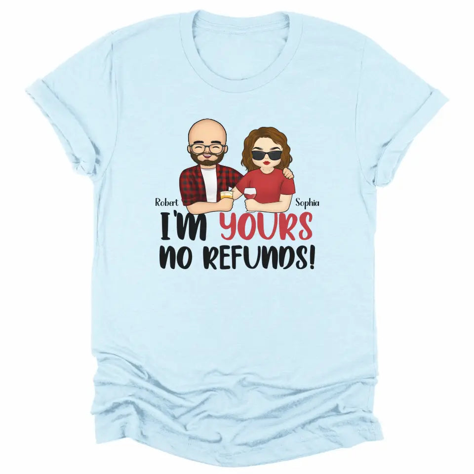 T-Shirt-I'm Yours No Refunds - Personalized Unisex T-Shirt for Couples | Personalized Gifts | Couple T-Shirt-Unisex T-Shirt-Heather Ice Blue-JackNRoy