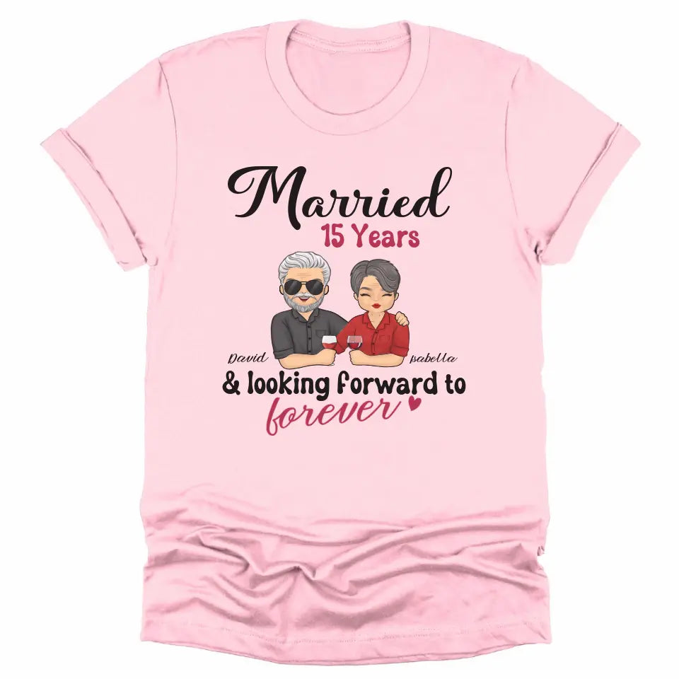 T-Shirt-Looking Forward to Forever - Personalized Unisex T-Shirt for Couples | Couple Gifts-Unisex T-Shirt-Pink-JackNRoy