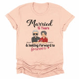 T-Shirt-Looking Forward to Forever - Personalized Unisex T-Shirt for Couples | Couple Gifts-Unisex T-Shirt-Heather Peach-JackNRoy