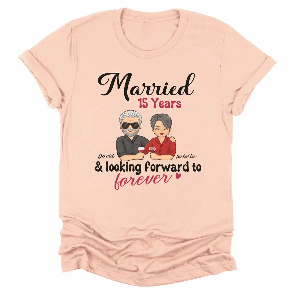 T-Shirt-Looking Forward to Forever - Personalized Unisex T-Shirt for Couples | Couple Gifts-Unisex T-Shirt-Heather Peach-JackNRoy