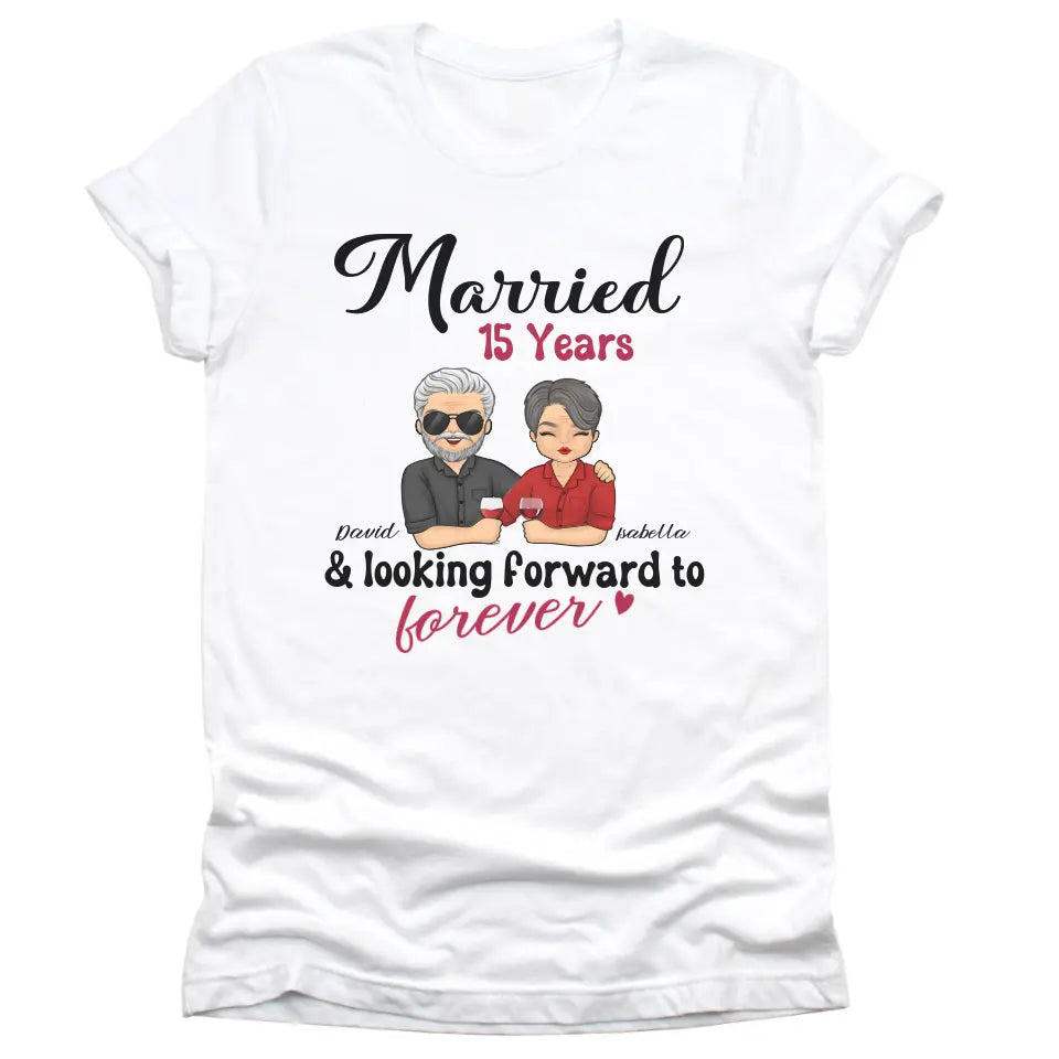 T-Shirt-Looking Forward to Forever - Personalized Unisex T-Shirt for Couples | Couple Gifts-Unisex T-Shirt-White-JackNRoy