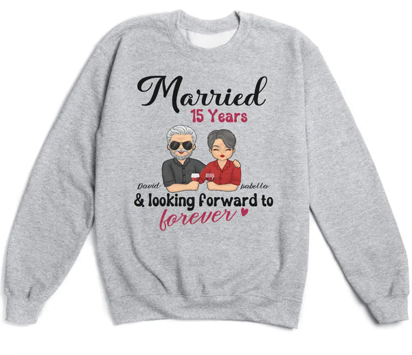 T-Shirt-Looking Forward to Forever - Personalized Unisex T-Shirt for Couples | Couple Gifts-Unisex Sweatshirt-Sport Grey-JackNRoy