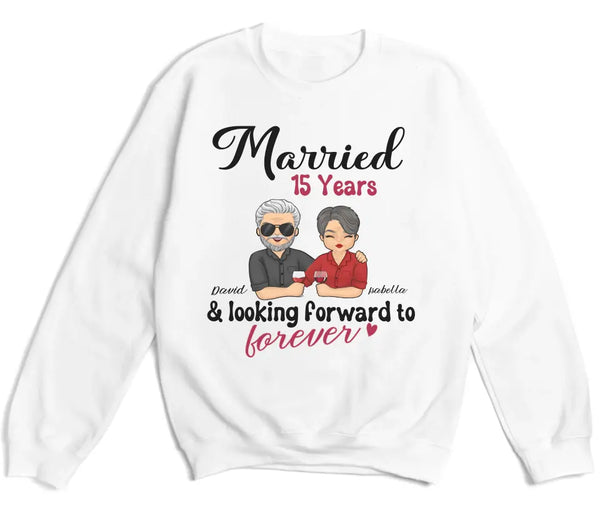 T-Shirt-Looking Forward to Forever - Personalized Unisex T-Shirt for Couples | Couple Gifts-Unisex Sweatshirt-White-JackNRoy