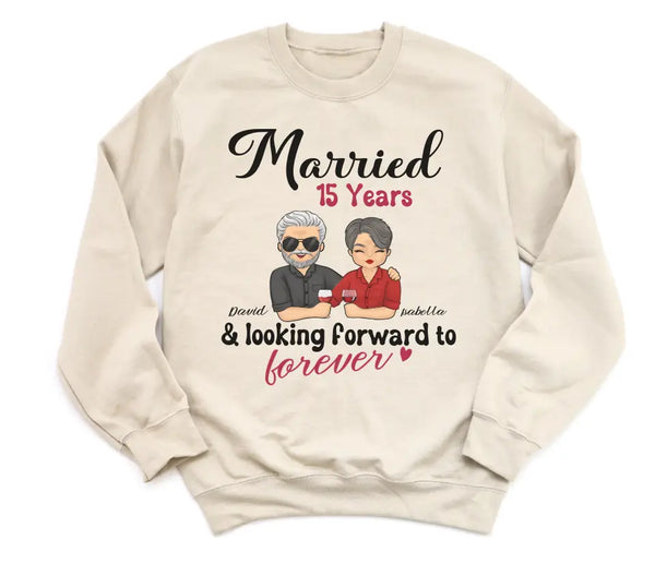 T-Shirt-Looking Forward to Forever - Personalized Unisex T-Shirt for Couples | Couple Gifts-Unisex Sweatshirt-Sand-JackNRoy