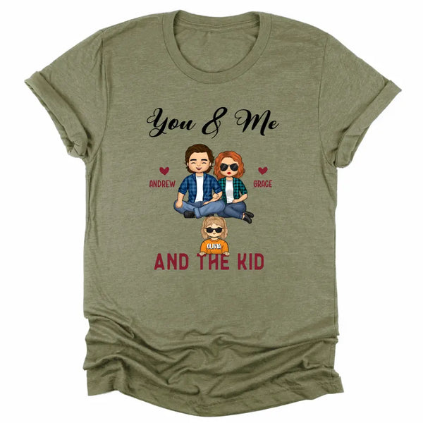 T-Shirt-You & Me & The Kids - Personalized Unisex T-Shirt for Couples | Couple Gifts-Unisex T-Shirt-Heather Olive-JackNRoy