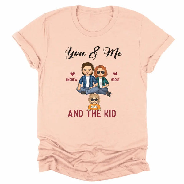 T-Shirt-You & Me & The Kids - Personalized Unisex T-Shirt for Couples | Couple Gifts-Unisex T-Shirt-Heather Peach-JackNRoy