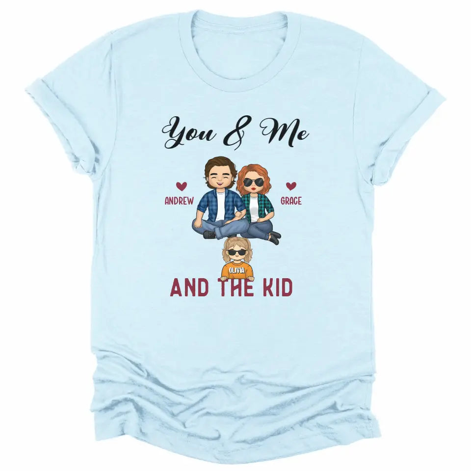 T-Shirt-You & Me & The Kids - Personalized Unisex T-Shirt for Couples | Couple Gifts-Unisex T-Shirt-Heather Ice Blue-JackNRoy