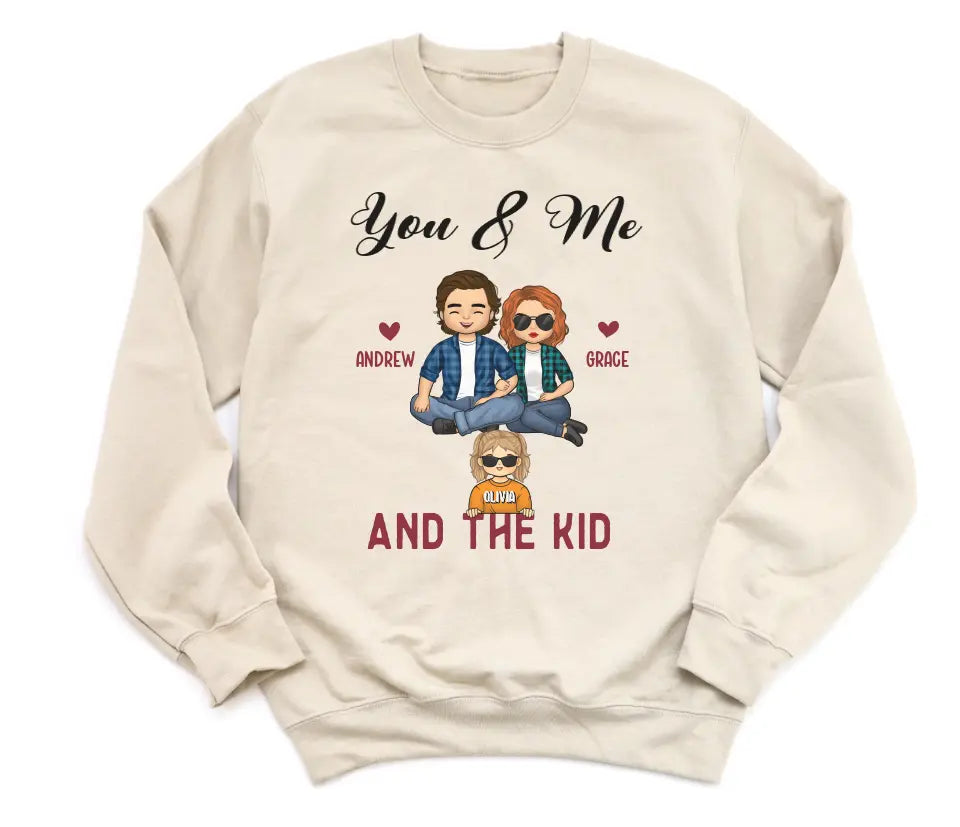 T-Shirt-You & Me & The Kids - Personalized Unisex T-Shirt for Couples | Couple Gifts-Unisex Sweatshirt-Sand-JackNRoy