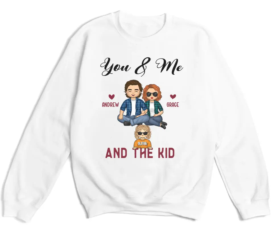 T-Shirt-You & Me & The Kids - Personalized Unisex T-Shirt for Couples | Couple Gifts-Unisex Sweatshirt-White-JackNRoy